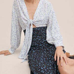 MANGO NEW XXS Floral Dress with Cut-out